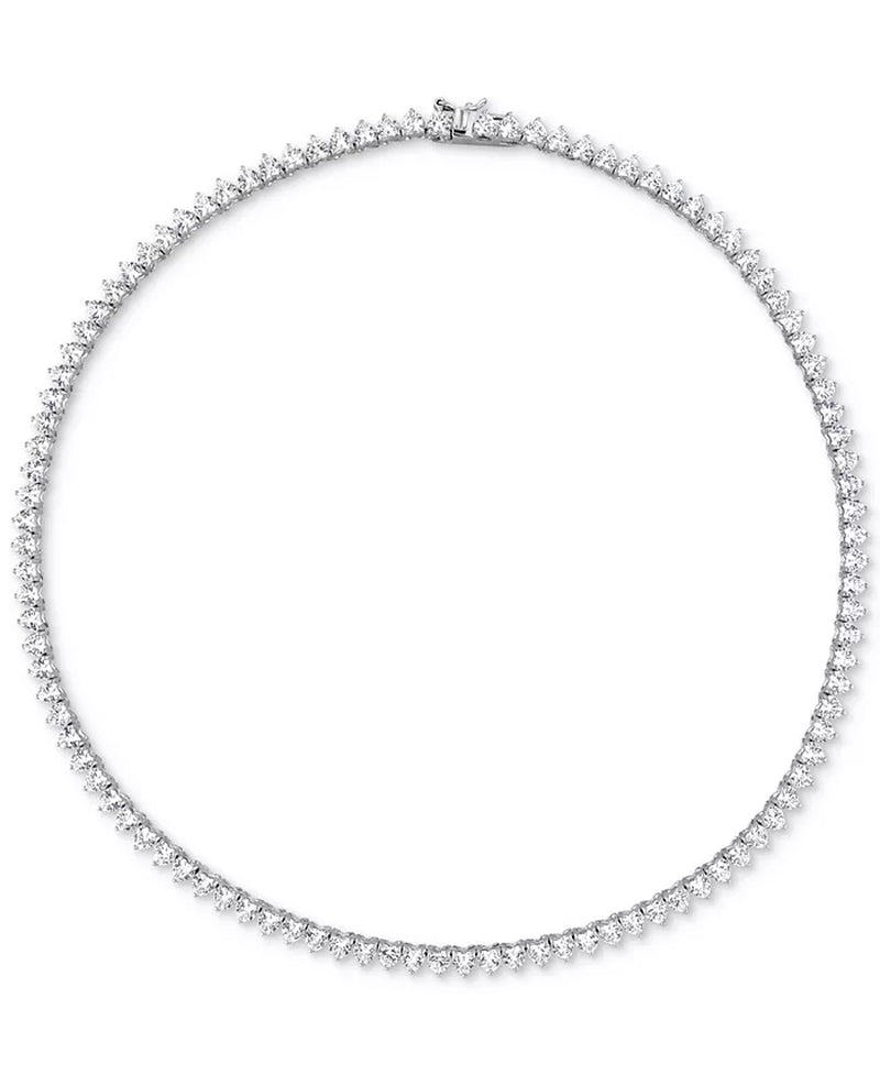 Lab-Grown White Sapphire Heart 18" Tennis Necklace (31-1/5 Ct. T.W.) in Sterling Silver