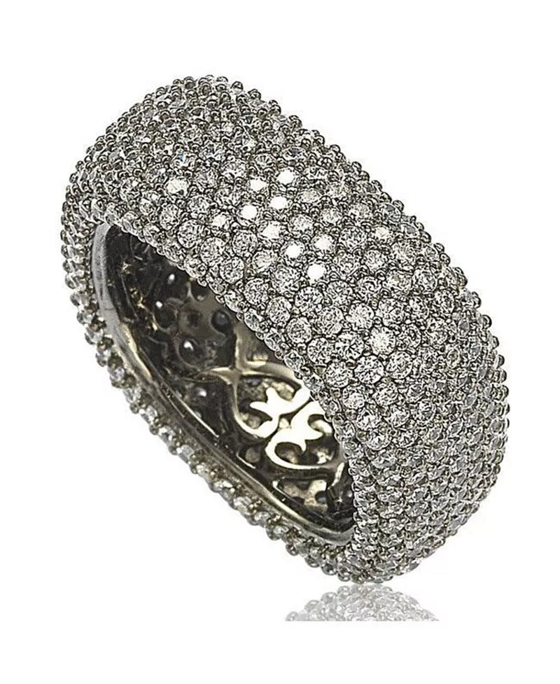 Suzy Levian Sterling Silver Cubic Zirconia Square Pave Eternity Ring