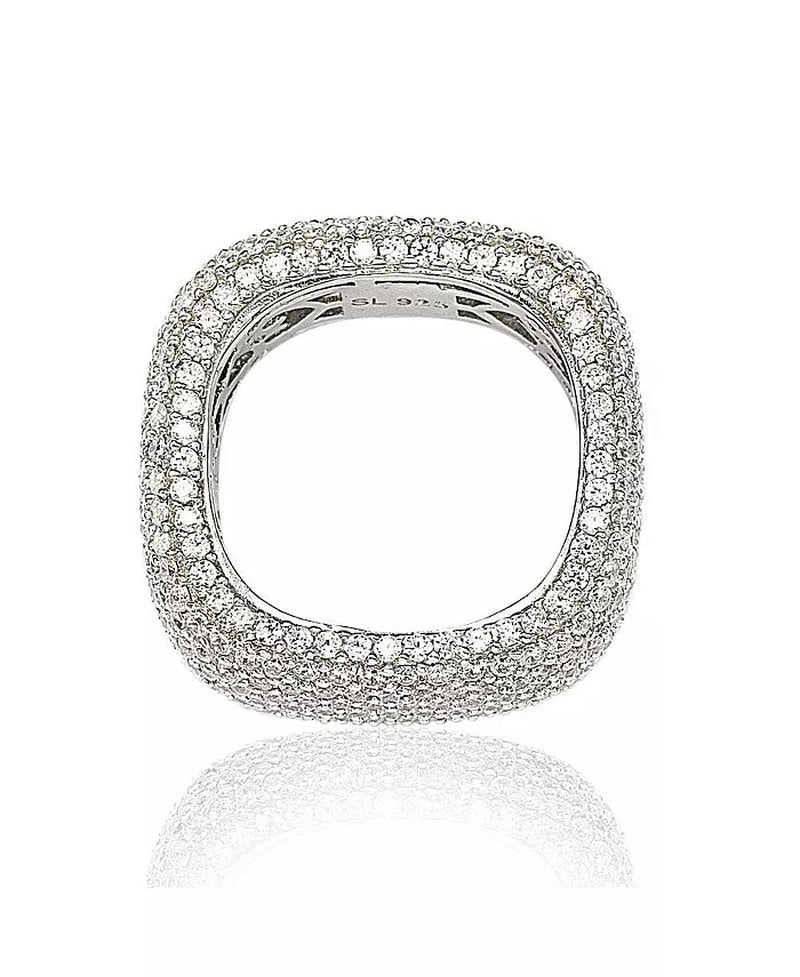 Suzy Levian Sterling Silver Cubic Zirconia Square Pave Eternity Ring