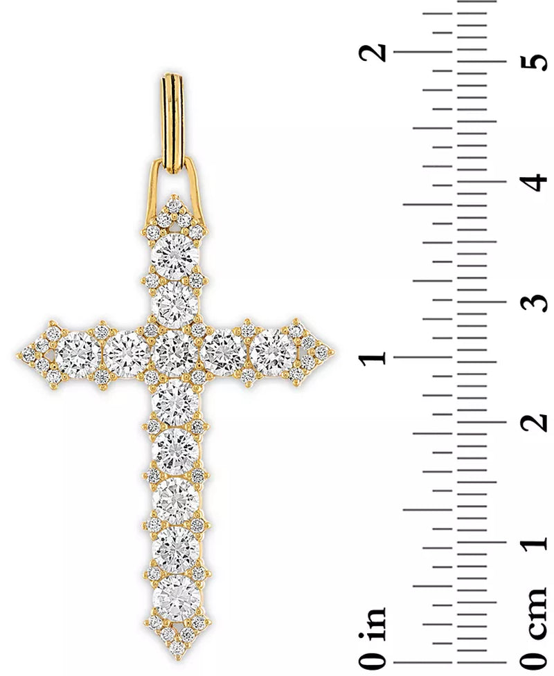 Cubic Zirconia Cross Pendant in 14K Gold-Plated Sterling Silver